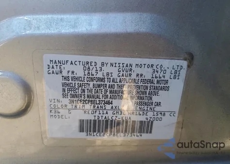 2014 Nissan Versa Note S z USA, uszkodzony, nr VIN 3N1CE2CP8EL373464